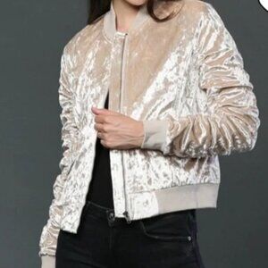 Crushed Velvet Ruched Bomber Jacket Medium Boho Retro Fairy Punk Disco Fate LFD